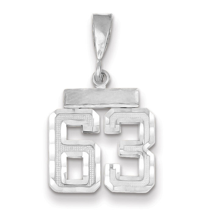 Number 63 Charm Small Diamond -cut 14k white Gold WSN63, MPN: WSN63, 883957114484