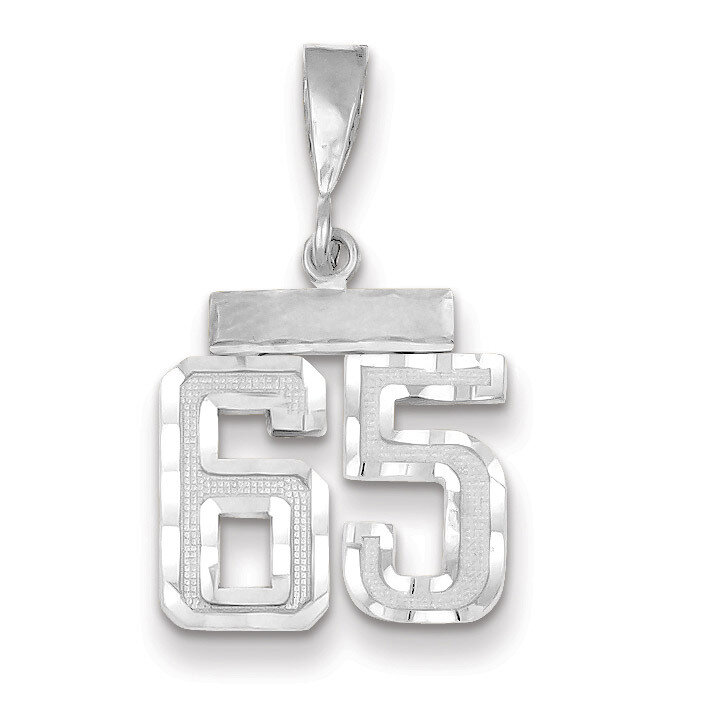 Number 65 Charm Small Diamond -cut 14k white Gold WSN65, MPN: WSN65, 883957114507