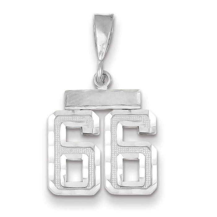 Number 66 Charm Small Diamond -cut 14k white Gold WSN66, MPN: WSN66, 883957114514