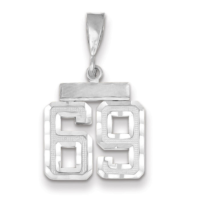 Number 69 Charm Small Diamond -cut 14k white Gold WSN69, MPN: WSN69, 883957114545