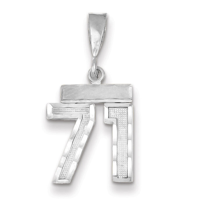 Number 71 Charm Small Diamond -cut 14k white Gold WSN71, MPN: WSN71, 883957114569