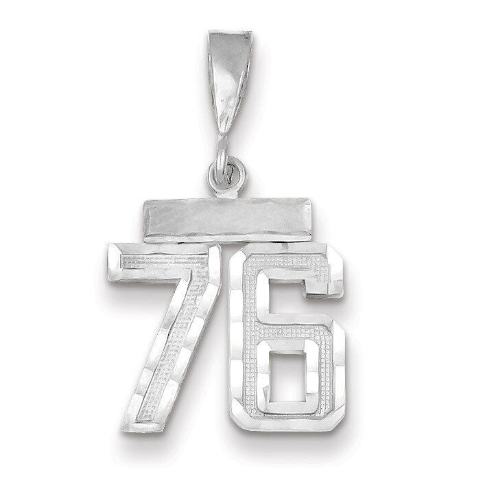 Number 76 Charm Small Diamond -cut 14k white Gold WSN76, MPN: WSN76, 883957114613