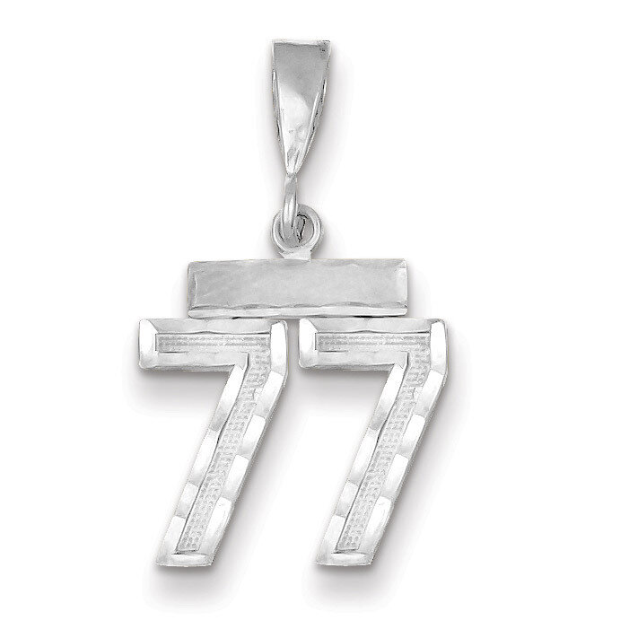 Number 77 Charm Small Diamond -cut 14k white Gold WSN77
