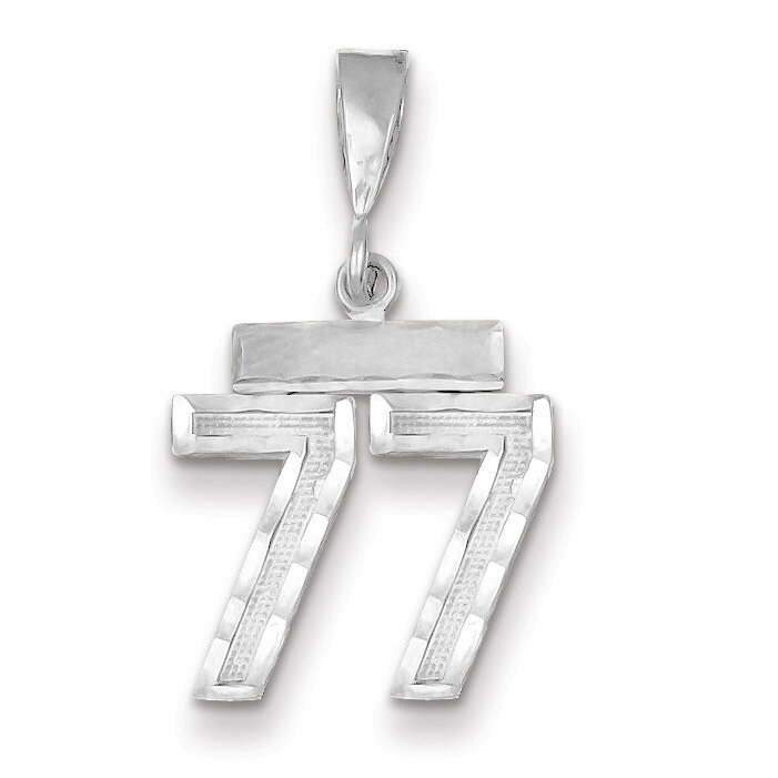 Number 77 Charm Small Diamond -cut 14k white Gold WSN77, MPN: WSN77, 883957114620