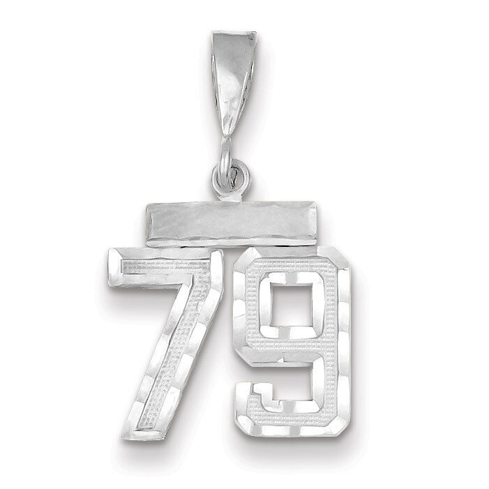 Number 79 Charm Small Diamond -cut 14k white Gold WSN79, MPN: WSN79, 883957114644