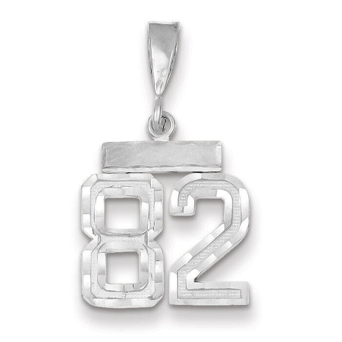 Number 82 Charm Small Diamond -cut 14k white Gold WSN82, MPN: WSN82, 883957114675
