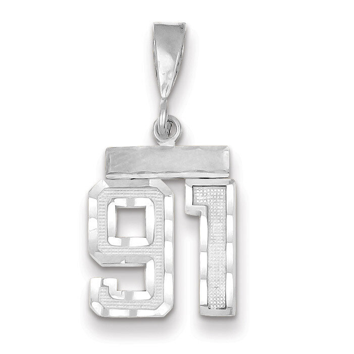 Number 91 Charm Small Diamond -cut 14k white Gold WSN91, MPN: WSN91, 883957119717