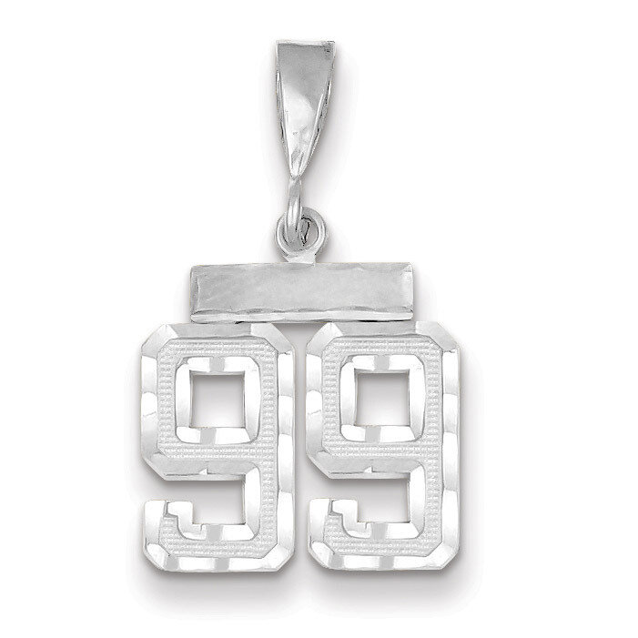 Number 99 Charm Small Diamond -cut 14k white Gold WSN99, MPN: WSN99, 883957120232