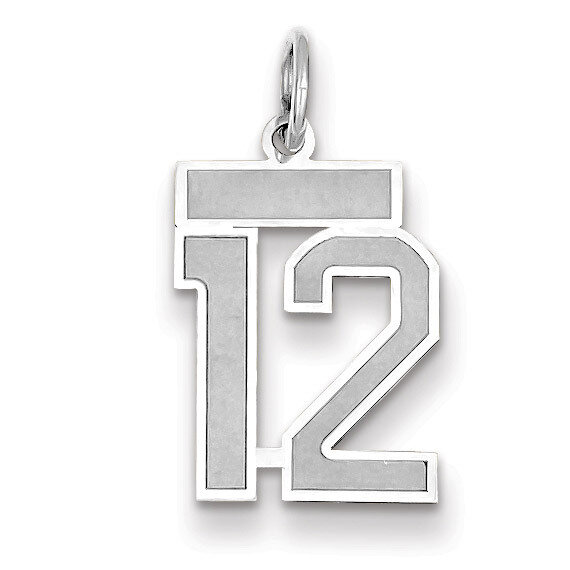 Number 12 Charm Small Satin 14k white Gold WSS12, MPN: WSS12, 883957071015