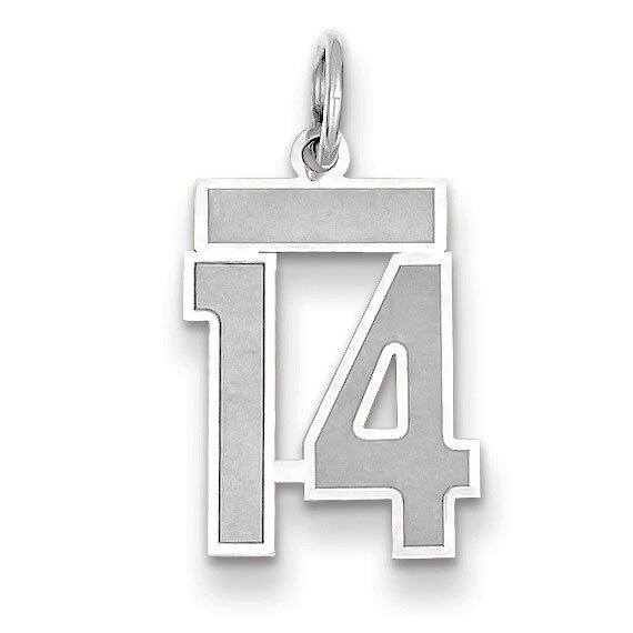 Number 14 Charm Small Satin 14k white Gold WSS14