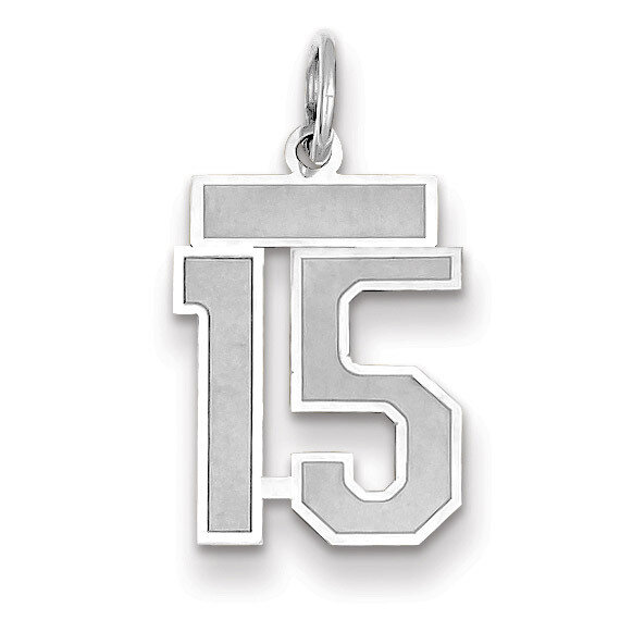 Number 15 Charm Small Satin 14k white Gold WSS15, MPN: WSS15, 883957071077