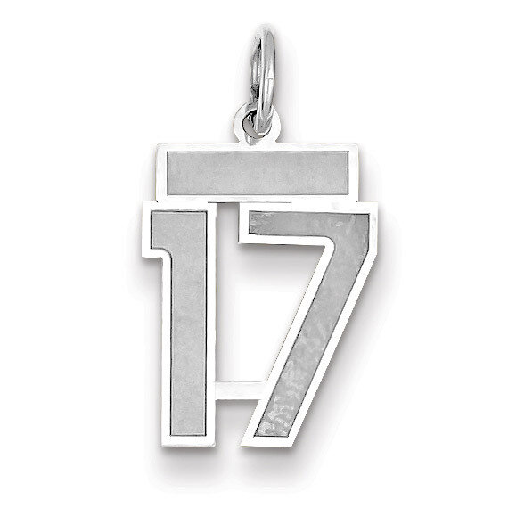 Number 17 Charm Small Satin 14k white Gold WSS17, MPN: WSS17, 883957071091