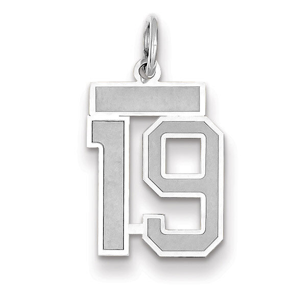Number 19 Charm Small Satin 14k white Gold WSS19, MPN: WSS19, 883957071114