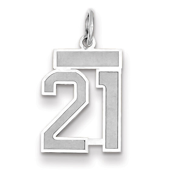 Number 21 Charm Small Satin 14k white Gold WSS21, MPN: WSS21, 883957071138