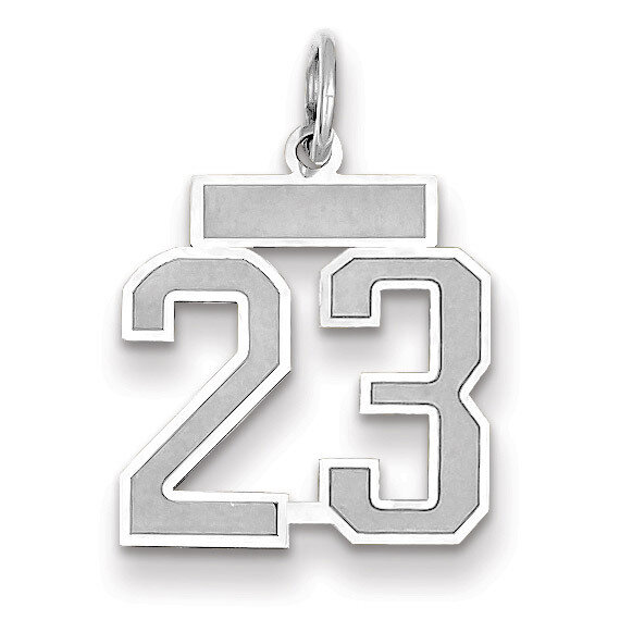 Number 23 Charm Small Satin 14k white Gold WSS23, MPN: WSS23, 883957071152