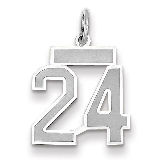 Number 24 Charm Small Satin 14k white Gold WSS24, MPN: WSS24, 883957071268