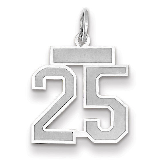 Number 25 Charm Small Satin 14k white Gold WSS25, MPN: WSS25, 883957071305