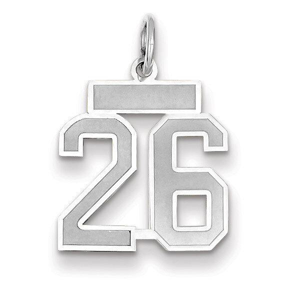 Number 26 Charm Small Satin 14k white Gold WSS26, MPN: WSS26, 883957071329