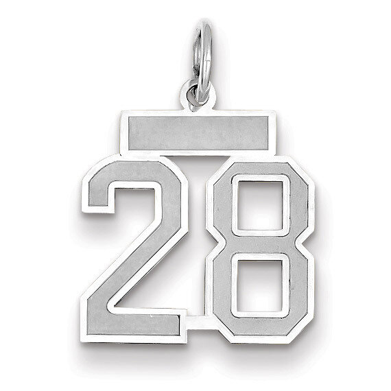 Number 28 Charm Small Satin 14k white Gold WSS28, MPN: WSS28, 883957071367