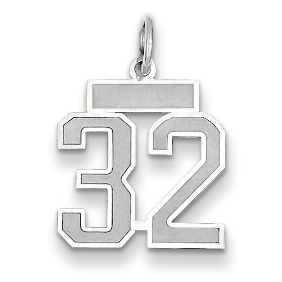 Number 32 Charm Small Satin 14k white Gold WSS32, MPN: WSS32, 883957071404
