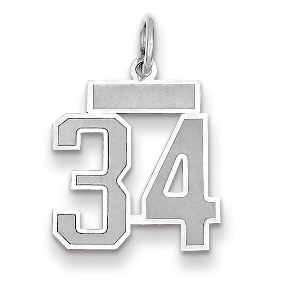 Number 34 Charm Small Satin 14k white Gold WSS34, MPN: WSS34, 883957071428