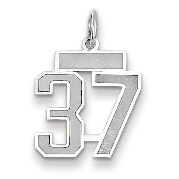 Number 37 Charm Small Satin 14k white Gold WSS37, MPN: WSS37, 883957071596
