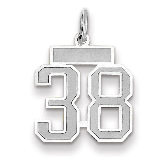 Number 38 Charm Small Satin 14k white Gold WSS38, MPN: WSS38, 883957071633