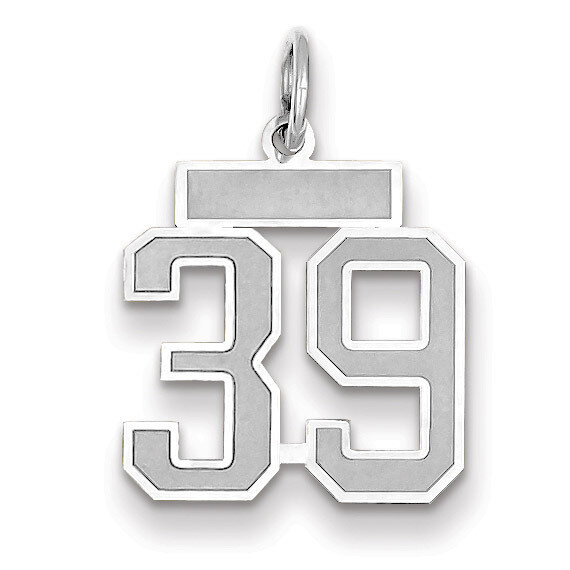 Number 39 Charm Small Satin 14k white Gold WSS39, MPN: WSS39, 883957071657