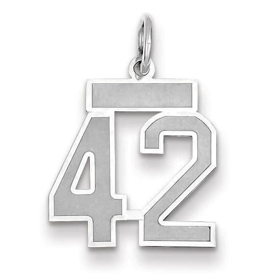 Number 42 Charm Small Satin 14k white Gold WSS42, MPN: WSS42, 883957071688