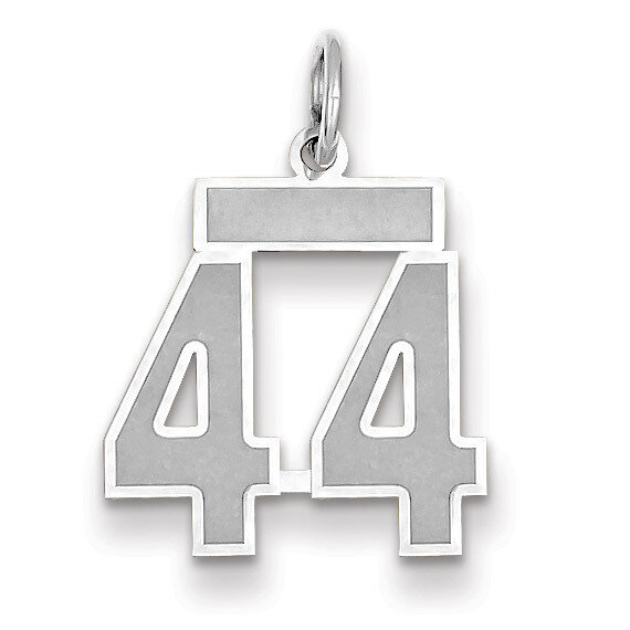 Number 44 Charm Small Satin 14k white Gold WSS44