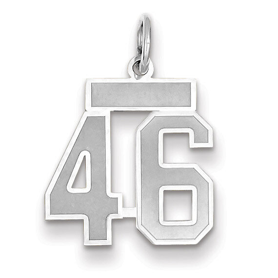 Number 46 Charm Small Satin 14k white Gold WSS46, MPN: WSS46, 883957071725