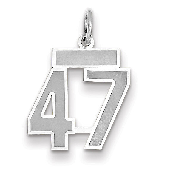 Number 47 Charm Small Satin 14k white Gold WSS47, MPN: WSS47, 883957071732
