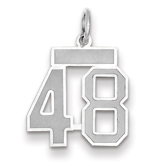 Number 48 Charm Small Satin 14k white Gold WSS48, MPN: WSS48, 883957071879