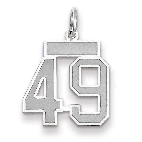 Number 49 Charm Small Satin 14k white Gold WSS49, MPN: WSS49, 883957071886