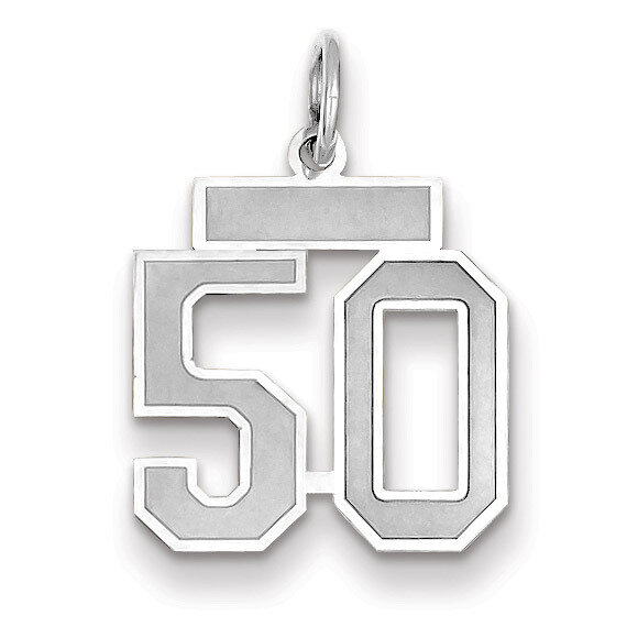 Number 50 Charm Small Satin 14k white Gold WSS50, MPN: WSS50, 883957071893