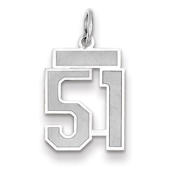 Number 51 Charm Small Satin 14k white Gold WSS51, MPN: WSS51, 883957071909