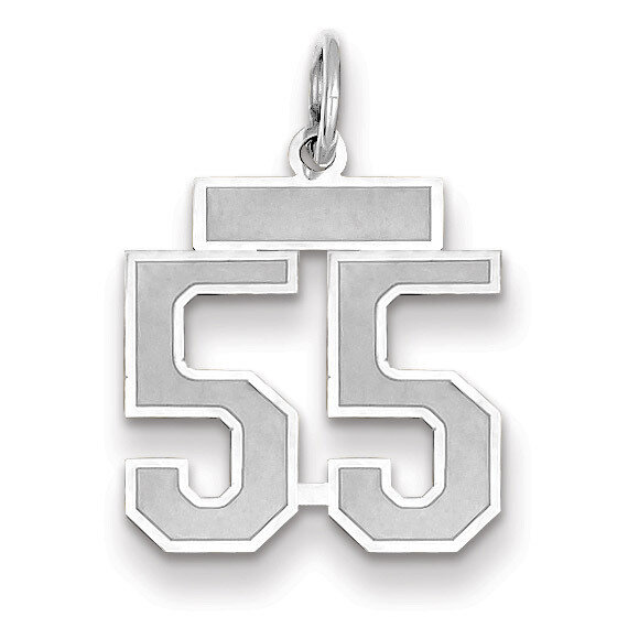 Number 55 Charm Small Satin 14k white Gold WSS55
