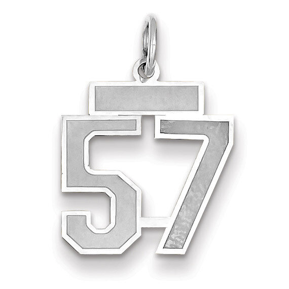 Number 57 Charm Small Satin 14k white Gold WSS57, MPN: WSS57, 883957071985