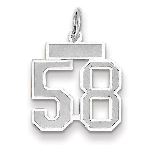 Number 58 Charm Small Satin 14k white Gold WSS58, MPN: WSS58, 883957071992