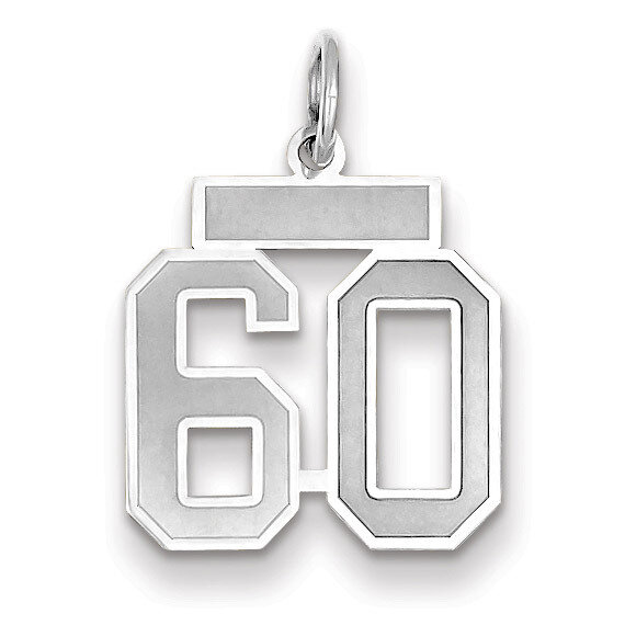 Number 60 Charm Small Satin 14k white Gold WSS60, MPN: WSS60, 883957072012