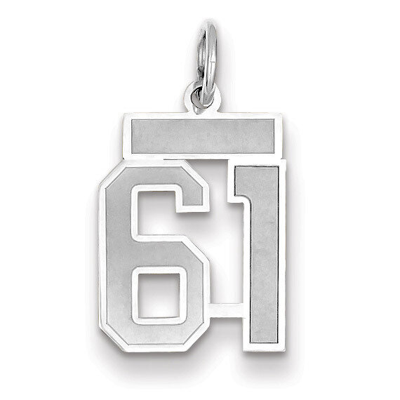 Number 61 Charm Small Satin 14k white Gold WSS61, MPN: WSS61, 883957072029