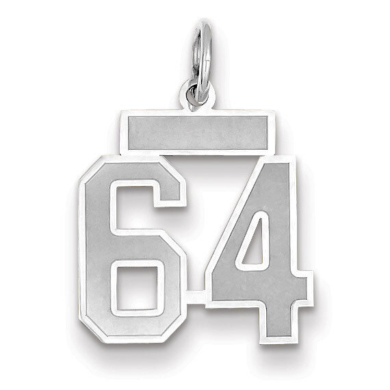 Number 64 Charm Small Satin 14k white Gold WSS64, MPN: WSS64, 883957072234