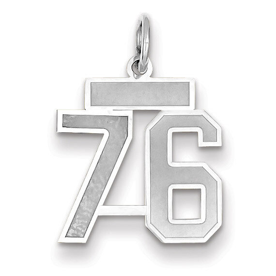 Number 76 Charm Small Satin 14k white Gold WSS76, MPN: WSS76, 883957072531
