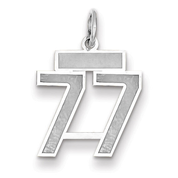 Number 77 Charm Small Satin 14k white Gold WSS77, MPN: WSS77, 883957072548