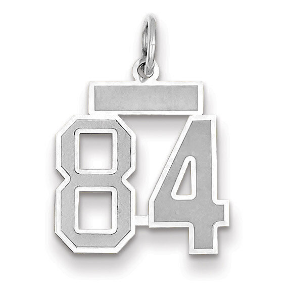Number 84 Charm Small Satin 14k white Gold WSS84, MPN: WSS84, 883957072746