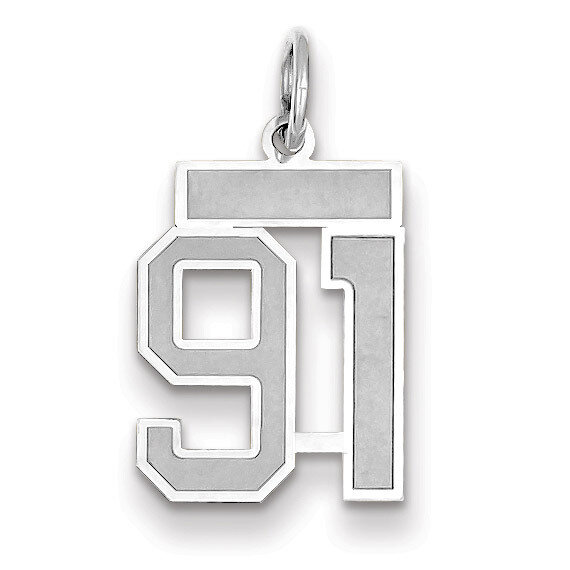 Number 91 Charm Small Satin 14k white Gold WSS91, MPN: WSS91, 883957072869
