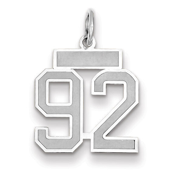Number 92 Charm Small Satin 14k white Gold WSS92, MPN: WSS92, 883957072876