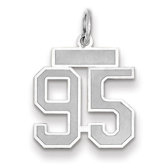 Number 95 Charm Small Satin 14k white Gold WSS95, MPN: WSS95, 883957073019