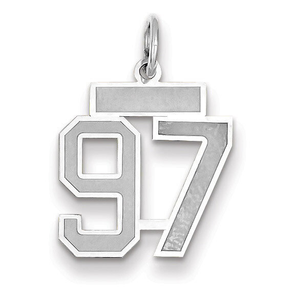 Number 97 Charm Small Satin 14k white Gold WSS97, MPN: WSS97, 883957073101
