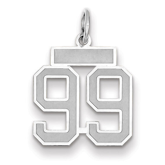 Number 99 Charm Small Satin 14k white Gold WSS99, MPN: WSS99, 883957073125